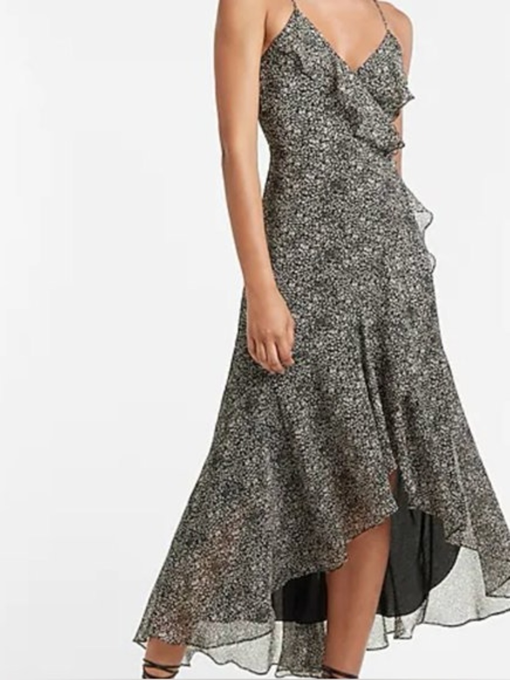NWT Express Black & White High Low Ruffle Cocktail Dress XS